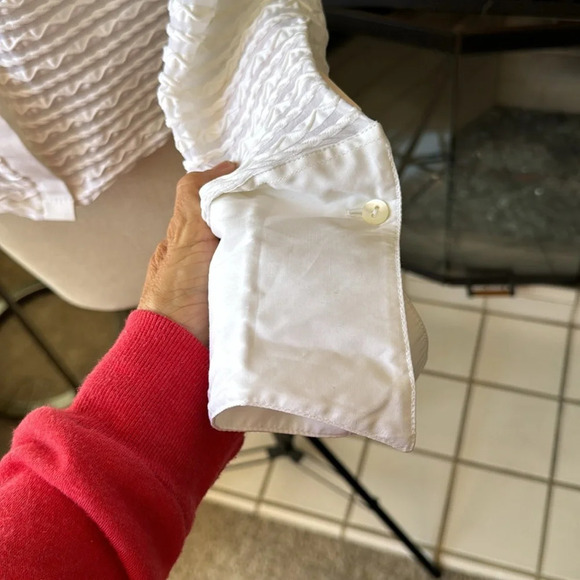 White button down long sleeve stretchy open collar Size 44 or us size 16 nwt - Picture 6 of 13